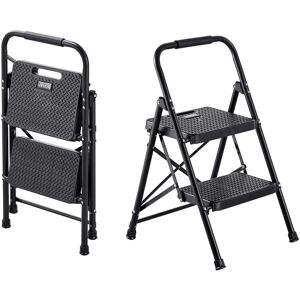VEVOR - 2 Step Ladder, Folding Step Stool with Wide Anti-Slip Pedal and Comfort Handgrip, Lightweight 600 lbs Capacity - Black VEVOR - 2 Step Ladder, Folding Step Stool with Wide Anti-Slip Pedal and Comfort Handgrip, Lightweight 600 lbs Capacity - Black