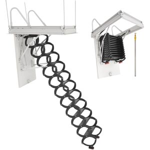 VEVOR - Attic Ladder, 660LBS/299.4KG Capacity, Fits 8.5 to 9.4 ft Ceiling Height and 39.4 x 27.5 inch Opening Size, Alloy Steel - Black VEVOR - Attic Ladder, 660LBS/299.4KG Capacity, Fits 8.5 to 9.4 ft Ceiling Height and 39.4 x 27.5 inch Opening Size, Alloy Steel - Black