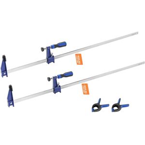 VEVOR - Bar Clamps for Woodworking, 2-Pack 36 inch Opening, Lockable F-Clamp with 600 lbs Load Limit, 2-1/2 inch Depth,Cast Iron - Black + Blue VEVOR - Bar Clamps for Woodworking, 2-Pack 36 inch Opening, Lockable F-Clamp with 600 lbs Load Limit, 2-1/2 inch Depth,Cast Iron - Black + Blue