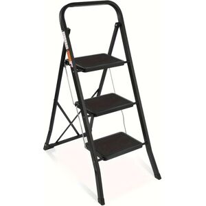 Brick Attic - 3 Step Ladder, Folding Step Stool withExtra Wide Anti-Slip Pedal,Sturdy Portable Ladder, 330lbs Capacity for Household - Black Brick Attic - 3 Step Ladder, Folding Step Stool withExtra Wide Anti-Slip Pedal,Sturdy Portable Ladder, 330lbs Capacity for Household - Black