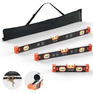 VEVOR - Torpedo Level, 3-Piece Included 9/16/24 in, Magnetic Leveler Tool Set Aluminum Alloy, with Clear 3 Green Vials, V-Groove - Black + Orange VEVOR - Torpedo Level, 3-Piece Included 9/16/24 in, Magnetic Leveler Tool Set Aluminum Alloy, with Clear 3 Green Vials, V-Groove - Black + Orange