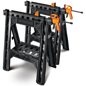 WORX - Clamping Sawhorses with Bar Clamps - Black WORX - Clamping Sawhorses with Bar Clamps - Black