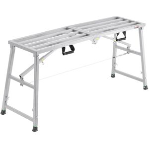 VEVOR - Work Platform, 4 Gear Adjustable Height, Folding Alloy Steel Step Ladder, Portable Scaffolding Platform, 800 lb Load - Silver VEVOR - Work Platform, 4 Gear Adjustable Height, Folding Alloy Steel Step Ladder, Portable Scaffolding Platform, 800 lb Load - Silver