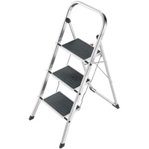 Hailo - Folding Step Stool, Non-Slip 3 Step Ladder for Home & Kitchen, K70, Silver - Metal & Black Hailo - Folding Step Stool, Non-Slip 3 Step Ladder for Home & Kitchen, K70, Silver - Metal & Black