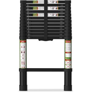 Brick Attic - 12.5FT Aluminum Telescoping Ladder with Non-Slip Feet, Portable Extension Ladder for Outdoor Working, 330lb Capacity - Black Brick Attic - 12.5FT Aluminum Telescoping Ladder with Non-Slip Feet, Portable Extension Ladder for Outdoor Working, 330lb Capacity - Black