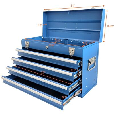 Boyel Living - Heavy Duty Metal Tool Box, 21-inch, Portable Metal Tool Box with 4 Drawers Boyel Living - Heavy Duty Metal Tool Box, 21-inch, Portable Metal Tool Box with 4 Drawers