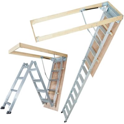 VEVOR - Attic Ladder Foldable, 350-pound Capacity, 22.5" x 63", Multi-Purpose Aluminium Extension, Lightweight and Portable - Silver VEVOR - Attic Ladder Foldable, 350-pound Capacity, 22.5" x 63", Multi-Purpose Aluminium Extension, Lightweight and Portable - Silver
