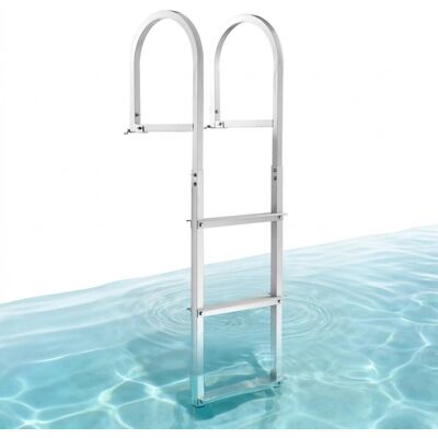 VEVOR - Dock Ladder, Removable 3 Steps, 500 lbs Load Capacity, Aluminum Alloy Pontoon Boat Ladder with 3.1'' Wide Step & Nonslip - Silver VEVOR - Dock Ladder, Removable 3 Steps, 500 lbs Load Capacity, Aluminum Alloy Pontoon Boat Ladder with 3.1'' Wide Step & Nonslip - Silver