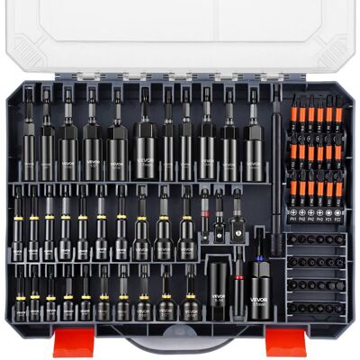 VEVOR - 80-Piece Premium Magnetic Impact Nut Driver Set, Metric & SAE Sizes, with Socket Adapters, Bit Holder, Wing Nut Driver - Black VEVOR - 80-Piece Premium Magnetic Impact Nut Driver Set, Metric & SAE Sizes, with Socket Adapters, Bit Holder, Wing Nut Driver - Black