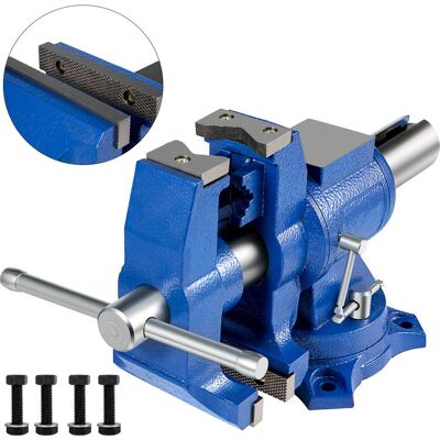 VEVOR - 5" Heavy Duty Bench Vise, Double Swivel Rotating Vise Head/Body Rotates 360°,Pipe Vise Bench Vices 30Kn Clamping Force - Blue VEVOR - 5" Heavy Duty Bench Vise, Double Swivel Rotating Vise Head/Body Rotates 360°,Pipe Vise Bench Vices 30Kn Clamping Force - Blue