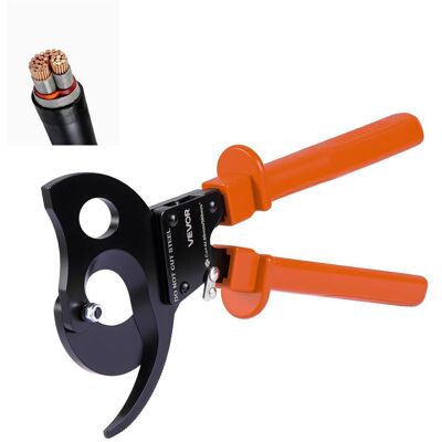 VEVOR - Ratcheting Cable Cutter, Spring Steel Blades with PVC-Coated Handles, Quick-Release Button, Heavy Duty Ratchet Cable - Black + Red (Handle Cover) VEVOR - Ratcheting Cable Cutter, Spring Steel Blades with PVC-Coated Handles, Quick-Release Button, Heavy Duty Ratchet Cable - Black + Red (Handle Cover)