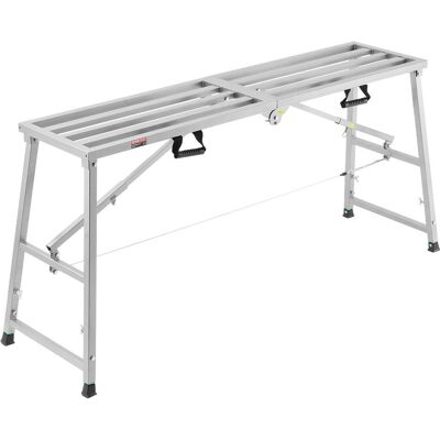 VEVOR - Work Platform, 4 Gear Adjustable Height, Folding Alloy Steel Step Ladder, Portable Scaffolding Platform, 800 lb Capacity - Silver VEVOR - Work Platform, 4 Gear Adjustable Height, Folding Alloy Steel Step Ladder, Portable Scaffolding Platform, 800 lb Capacity - Silver