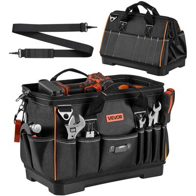 VEVOR - Tool Bag, 16.1 Inch, 33-Pocket Portable Large Tool Box Organizer Storage, Toolbox with Water-Resistant Base, Zipper - Black;Orange VEVOR - Tool Bag, 16.1 Inch, 33-Pocket Portable Large Tool Box Organizer Storage, Toolbox with Water-Resistant Base, Zipper - Black;Orange