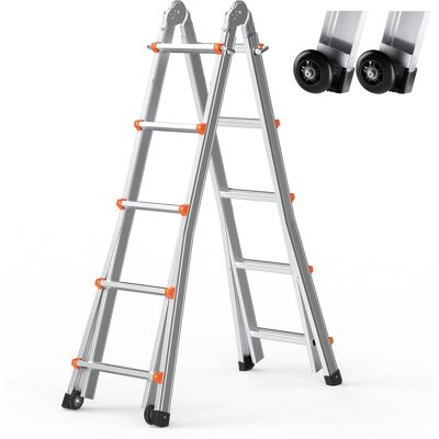VEVOR - Telescoping Ladder A Frame, 17 FT Compact Aluminum Extension Ladder, Multi-Function Portable Collapsible RV Ladder - Silver VEVOR - Telescoping Ladder A Frame, 17 FT Compact Aluminum Extension Ladder, Multi-Function Portable Collapsible RV Ladder - Silver