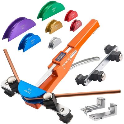 VEVOR - Tubing Bender Kit, 1/4 to 7/8 Inch, Compact Ratcheting Tube Pipe Bender, Forward/Reverse Hand Bending Tool - Orange VEVOR - Tubing Bender Kit, 1/4 to 7/8 Inch, Compact Ratcheting Tube Pipe Bender, Forward/Reverse Hand Bending Tool - Orange