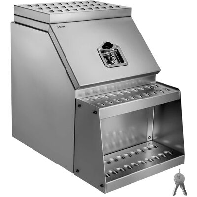 VEVOR - Semi-Truck Step Tool Box, 18" x 27.5" x 25.4" Heavy Duty Aluminum Toolbox Side Mount, Waterproof Side Storage Saddle - Silver VEVOR - Semi-Truck Step Tool Box, 18" x 27.5" x 25.4" Heavy Duty Aluminum Toolbox Side Mount, Waterproof Side Storage Saddle - Silver
