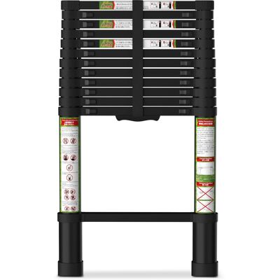 Brick Attic - 16.5FT Aluminum Extension Foldable Ladder with Dual Locking Mechanism,Telescoping Ladder for Attic,330lb Capacity - Black Brick Attic - 16.5FT Aluminum Extension Foldable Ladder with Dual Locking Mechanism,Telescoping Ladder for Attic,330lb Capacity - Black