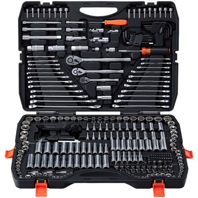 VEVOR - Mechanics Tool Set, 308-Piece Mechanic Tool Kit, 1/4 in, 3/8 in, and 1/2 in Drive, SAE and Metric Socket Set, Wrenches - Black VEVOR - Mechanics Tool Set, 308-Piece Mechanic Tool Kit, 1/4 in, 3/8 in, and 1/2 in Drive, SAE and Metric Socket Set, Wrenches - Black