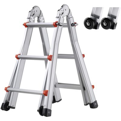 VEVOR - Telescoping Ladder A Frame, 9.5 FT Compact Aluminum Extension Ladder, Multi-Function Portable Collapsible RV Ladder - Silver VEVOR - Telescoping Ladder A Frame, 9.5 FT Compact Aluminum Extension Ladder, Multi-Function Portable Collapsible RV Ladder - Silver