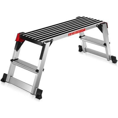 Costway - Goplus 330lbs Aluminum Step Stool Folding Bench Work Platform Non-slip Drywall Ladder - Silver Costway - Goplus 330lbs Aluminum Step Stool Folding Bench Work Platform Non-slip Drywall Ladder - Silver