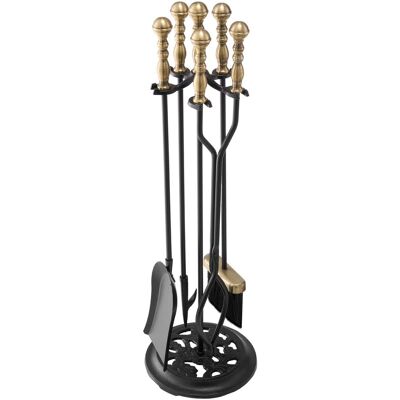 VEVOR - Fireplace Tool Set, 5 PCS Fire Tool Set and Holder with Five-Prong Stand, Tongs, Ash Shovel, Brush, Fire Place Poker - Black VEVOR - Fireplace Tool Set, 5 PCS Fire Tool Set and Holder with Five-Prong Stand, Tongs, Ash Shovel, Brush, Fire Place Poker - Black
