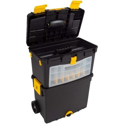Stalwart - Portable Tool Box with Wheels - Black/Yellow Stalwart - Portable Tool Box with Wheels - Black/Yellow