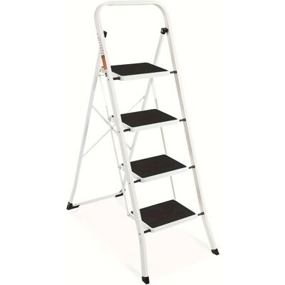 Brick Attic - 4 Step Ladder, Folding Step Stool withExtra Wide Anti-Slip Pedal,Sturdy Portable Ladder, 330lbs Capacity for Household - White Brick Attic - 4 Step Ladder, Folding Step Stool withExtra Wide Anti-Slip Pedal,Sturdy Portable Ladder, 330lbs Capacity for Household - White