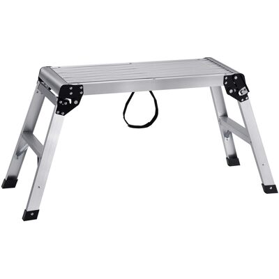 VEVOR - Folding Work Platform, 330 lbs Load Capacity, Aluminum Drywall Stool Ladder, Heavy Duty Work Bench w/ Non-Slip Feet - Silver VEVOR - Folding Work Platform, 330 lbs Load Capacity, Aluminum Drywall Stool Ladder, Heavy Duty Work Bench w/ Non-Slip Feet - Silver