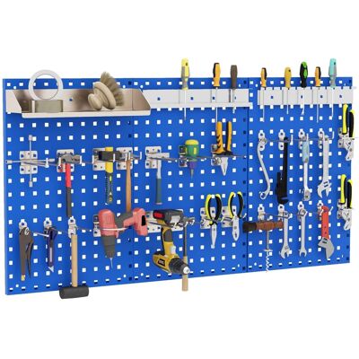 Costway - 3 Pcs Pegboard Wall Organizer w/25 Hooks Drill Bit Holder Screwdriver Holder - Navy Costway - 3 Pcs Pegboard Wall Organizer w/25 Hooks Drill Bit Holder Screwdriver Holder - Navy