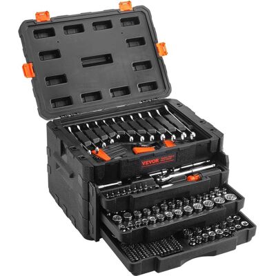 VEVOR - Mechanics Tool and Socket Set, 1/4" 3/8" 1/2" Drive Deep and Standard Sockets, 450 Pcs SAE and Metric Mechanic Tool Kit - Black VEVOR - Mechanics Tool and Socket Set, 1/4" 3/8" 1/2" Drive Deep and Standard Sockets, 450 Pcs SAE and Metric Mechanic Tool Kit - Black