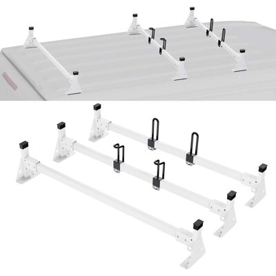 VEVOR - Trailer Ladder Rack, 54" 3 Crossbars Ladder Roof Rack, Heavy-duty Steel Van Roof Ladder Rack, 800 lbs Capacity Van - White VEVOR - Trailer Ladder Rack, 54" 3 Crossbars Ladder Roof Rack, Heavy-duty Steel Van Roof Ladder Rack, 800 lbs Capacity Van - White