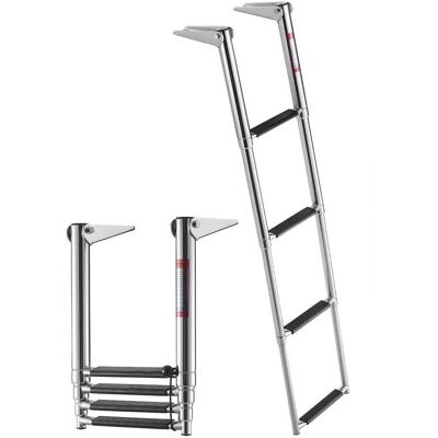 VEVOR - Boat Ladder, 4 Steps, Stainless Steel Telescoping Folding Swim Deck Ladder for Rear Entry Inboard, Heavy Duty 900 lbs - Silver VEVOR - Boat Ladder, 4 Steps, Stainless Steel Telescoping Folding Swim Deck Ladder for Rear Entry Inboard, Heavy Duty 900 lbs - Silver