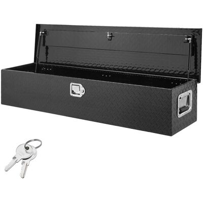 VEVOR - Heavy Duty Aluminum Truck Bed Tool Box, Diamond Plate Tool Box with Side Handle and Lock Keys - Black VEVOR - Heavy Duty Aluminum Truck Bed Tool Box, Diamond Plate Tool Box with Side Handle and Lock Keys - Black