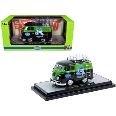 1960 Volkswagen Delivery Van "EMPI Equipped" Black and Green Met with Roof Rack and Ladder 1/24 Model Car by M2 Machines 1960 Volkswagen Delivery Van "EMPI Equipped" Black and Green Met with Roof Rack and Ladder 1/24 Model Car by M2 Machines