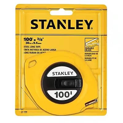 Stanley - 100 ft. Tape Measure, Steel - Yellow Stanley - 100 ft. Tape Measure, Steel - Yellow
