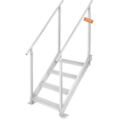 VEVOR - Dock Ladder 4 Step, Dock Stairs 30''-38'' Adjustable Height, 500 lbs Load Capacity, Aluminum Pontoon Boat Ladder - Silver VEVOR - Dock Ladder 4 Step, Dock Stairs 30''-38'' Adjustable Height, 500 lbs Load Capacity, Aluminum Pontoon Boat Ladder - Silver