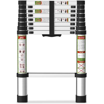Brick Attic - 8.5FT Aluminum Extension Foldable Ladder with Dual Locking Mechanism,Telescoping Ladder for Attic,330lb Capacity - Silver Brick Attic - 8.5FT Aluminum Extension Foldable Ladder with Dual Locking Mechanism,Telescoping Ladder for Attic,330lb Capacity - Silver