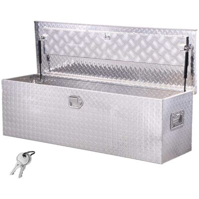 VEVOR - Heavy Duty Aluminum Truck Bed Tool Box, Diamond Plate Tool Box with Side Handle and Lock Keys, 49"x15"x15" - Silver VEVOR - Heavy Duty Aluminum Truck Bed Tool Box, Diamond Plate Tool Box with Side Handle and Lock Keys, 49"x15"x15" - Silver