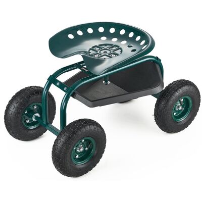 VEVOR - Rolling Garden Cart with Swivel Seat, Heavy Duty Garden Seat with Storage Basket & Tool Tray, 300 lbs Weight Capacity - Red + Black VEVOR - Rolling Garden Cart with Swivel Seat, Heavy Duty Garden Seat with Storage Basket & Tool Tray, 300 lbs Weight Capacity - Red + Black