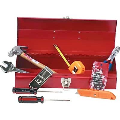 Great Neck - Professional-Quality Tools, 16-Pieces Light Duty Office Tool Kit Metal Box - Red Great Neck - Professional-Quality Tools, 16-Pieces Light Duty Office Tool Kit Metal Box - Red