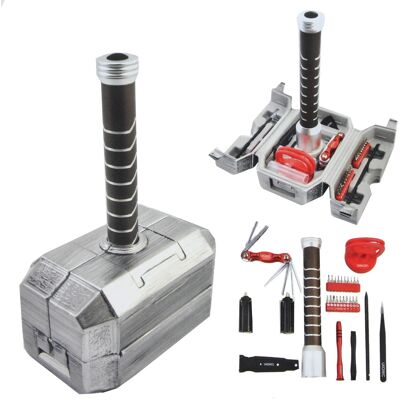 Marvel - Avengers Thor's Hammer 30-Piece Tool Set Mjolnir Toolbox All-In-One Kit - Gray Marvel - Avengers Thor's Hammer 30-Piece Tool Set Mjolnir Toolbox All-In-One Kit - Gray