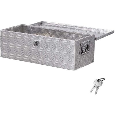 VEVOR - Heavy Duty Aluminum Truck Bed Tool Box, Stripes Plated Tool Box with Side Handle and Lock Keys, 30"x13"x9.6" - Silver VEVOR - Heavy Duty Aluminum Truck Bed Tool Box, Stripes Plated Tool Box with Side Handle and Lock Keys, 30"x13"x9.6" - Silver
