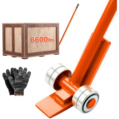 VEVOR - Prylever Bar, 6600 lbs Weight Capacity, 56 Inch Carbon Steel Handle Lever Dolly, Pry Lever Bar with Wheels - Orange VEVOR - Prylever Bar, 6600 lbs Weight Capacity, 56 Inch Carbon Steel Handle Lever Dolly, Pry Lever Bar with Wheels - Orange