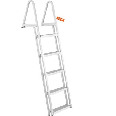 VEVOR - Removable Dock Ladder 5 Steps, 350 lbs Load Capacity, Pontoon Boat Ladder with 4'' Wide Step & Nonslip Design for Ship - Silver VEVOR - Removable Dock Ladder 5 Steps, 350 lbs Load Capacity, Pontoon Boat Ladder with 4'' Wide Step & Nonslip Design for Ship - Silver