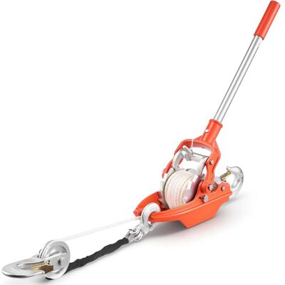 VEVOR - Rope Puller, 6614 lbs Pulling Capacity, Heavy Duty Ratchet Power Puller Tool with 35 ft of 0.3 in Diameter Rope - Orange VEVOR - Rope Puller, 6614 lbs Pulling Capacity, Heavy Duty Ratchet Power Puller Tool with 35 ft of 0.3 in Diameter Rope - Orange