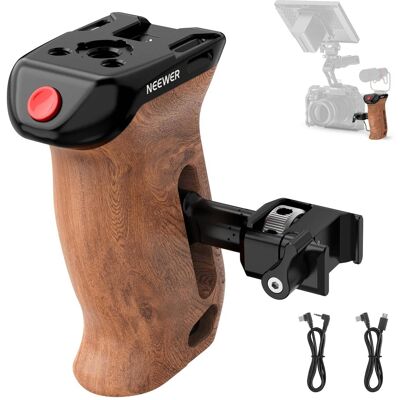 Neewer - Wooden Side Handle with Record Start/Stop Trigger, NATO Clamp, 22lb Load, CA123 Neewer - Wooden Side Handle with Record Start/Stop Trigger, NATO Clamp, 22lb Load, CA123