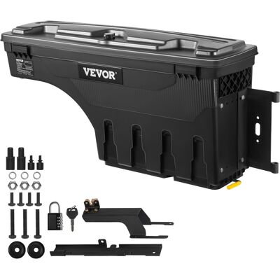 VEVOR - Truck Bed Storage Box, Lockable with Password Padlock, 6.6 Gal/25 L ABS Wheel Well Tool Box - Black VEVOR - Truck Bed Storage Box, Lockable with Password Padlock, 6.6 Gal/25 L ABS Wheel Well Tool Box - Black