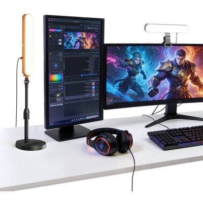 Neewer - BASICS 2-Pack Desktop LED Light Kit, 12W Bi-Color CRI95%, w/ 11" Stands & Monitor Clamps, L10 Neewer - BASICS 2-Pack Desktop LED Light Kit, 12W Bi-Color CRI95%, w/ 11" Stands & Monitor Clamps, L10