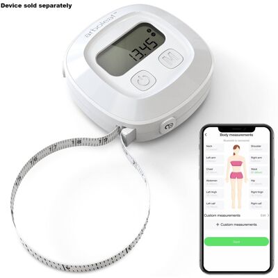 Arboleaf - digital Body Tape Measure, 60in, Bluetooth with App, Retractable - White Arboleaf - digital Body Tape Measure, 60in, Bluetooth with App, Retractable - White