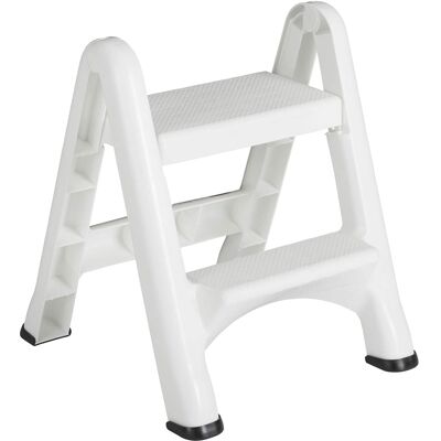 RubberMaid - EZ Two Step Durable Folding Plastic Ladder Step Stool - White RubberMaid - EZ Two Step Durable Folding Plastic Ladder Step Stool - White